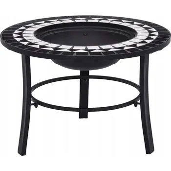 Ohniště s mozaikou, černo-bílé, 68 cm, keramické