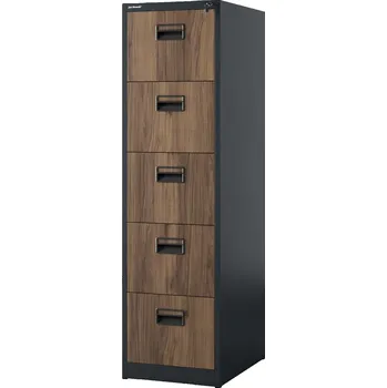 Kartotéka Nábytek PEGAS Kovová kartotéková skříň SARA V5, 460 x 1630 x 620 mm, Eco Design: antracitová/ořech