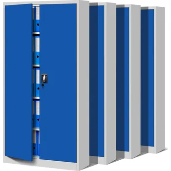 Policová skříň Nábytek PEGAS Sada 4x kancelářská kovová skříň na dokumenty JAN, 900 x 1850 x 400 mm, šedo-modrá