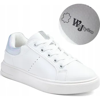 Dívčí tenisky Dětské sportovní boty pro dívky, šněrovací, bílé Wojtyłko 5A24395B, velikost 35