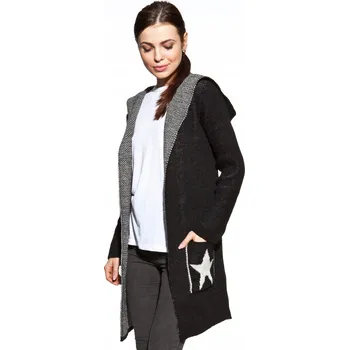 Dámský svetr COSMO dámský svetr černý volný do půlky stehen univerzální velikost