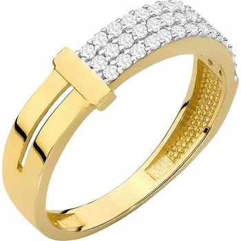 Prsten ZLATÝ PRSTÝNEK Snubní prsten Au 585 14k PROUŽEK se Zirkony vel. 20