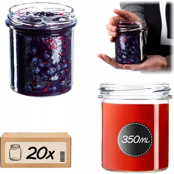 Sklenice 20x ZAVAŘOVACÍ SKLENICE 350 ml SKLENĚNÁ NA ZAVAŘENINY DŽEM MASO