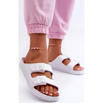 Dámské žabky Dámské pěnové pantofle s přezkami bílé Luciene Velikost: 38