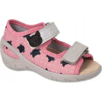 Dívčí bačkory Befado dětské sandály textilní růžové velikost 21