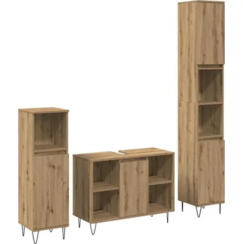 Koupelnový nábytek Sada koupelnového nábytku 3 pcs Artisanový dub kompozitní dřevo Hnědá3378508