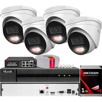 Bezpečnostní kamera Monitorovací sada 4x IPCAM-T8-30DL 8MPx HiLook od Hikvision s AI detekcí