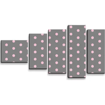 Obraz Sablio Obraz - 5-dílný Růžové puntíky na šedé - 100x60 cm