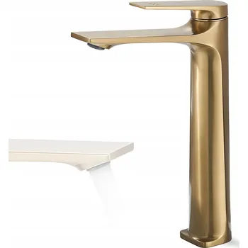 Vodovodní baterie Umyvadlová baterie na desku Modo Zlatá Kartáčovaná Armatura Baterie Vysoká