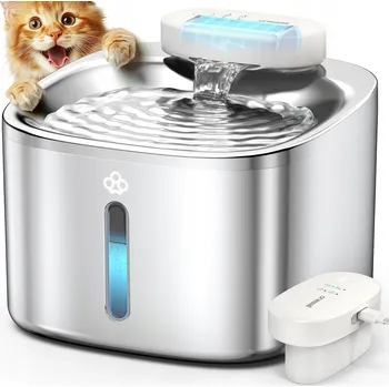 miska pro kočku FONTÁNA PRO KOČKY KOČKY A PSY AKUMULATOROVÁ OCELOVÁ FILTRAČNÍ ČERPADLO 3,5 L