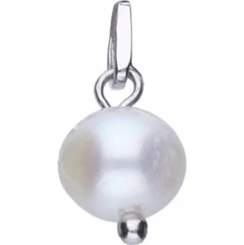 Přívěsek Malý Stříbrný Klenot Přívěsek s Bílou Perlou Stříbro Rhodiované Očko Rhodium