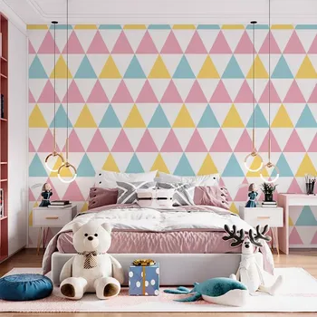 Tapeta Sablio Tapeta Tříbarevné trojúhelníky - 125x75 cm