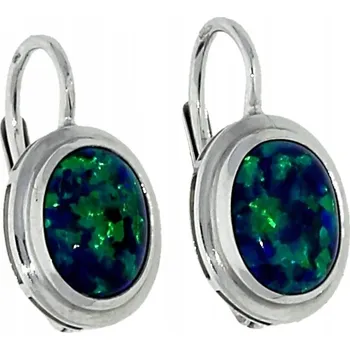 Náušnice Goldstore Stříbrné náušnice oválné s opály Varianta: stříbrné náušnice