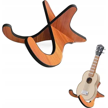 Ukulele STOJAK NA UKULELE STATYW NA UKULELE, DŘEVĚNÝ, SKLÁDACÍ, PROTISKLUZOVÝ