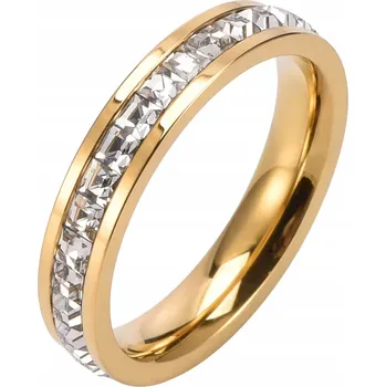 Prsten Elegantní Zlatý Prstýnek se Čtvercovými Zirkony Ocel Chirurgická
