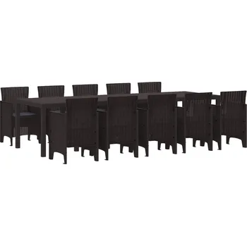Zahradní jídelní souprava 11 pcs Hnědá a antracitová Ratan Hnědá3378760