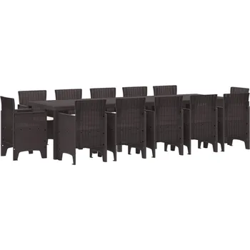 Zahradní jídelní souprava s polštářem 13 pcs Hnědá Ratan Hnědá3378621