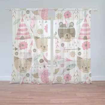 Záclona Sablio Záclony Lesní zvířátka: 2ks 150x250cm