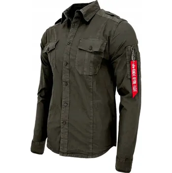 Alpha Industries pánská košile AI.136426-136-M, s dlouhým rukávem, střih slim, bavlna, velikost M