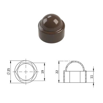 Šroub Krytka plastová na matice a šrouby M12, hnědá