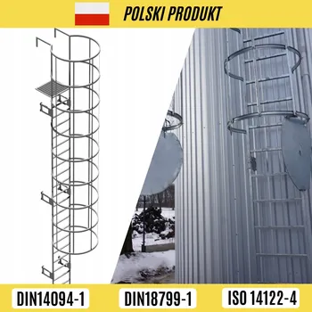 Žebřík ŽEBŘÍK S OCHRANNÝM KOŠEM A PLOŠINOU 10,6 M POZINK