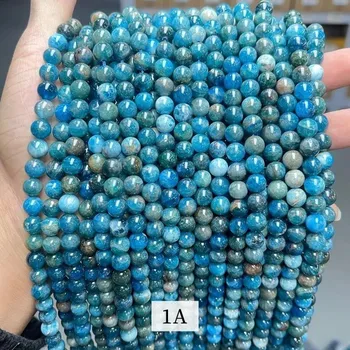 Přírodní modrý apatit korálky | šperky - 1A Apatit , 5-6 mm cca 61 ks