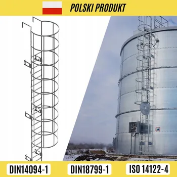 Žebřík ŽEBŘÍK OCELOVÝ S OCHRANNÝM KOŠEM 7,6M POZINK