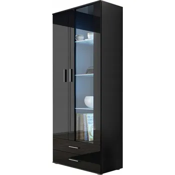 Knihovna Černá brokatová vitrína 192 x 80 x 43 cm Veneti