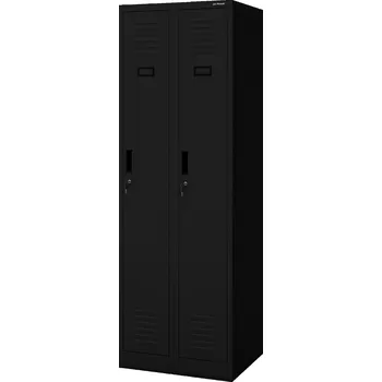 Šatní skříň Nábytek PEGAS Kovová pracovní skříňka čtyřkomorová černá: KACPER II, 600 x 1800 x 500 mm
