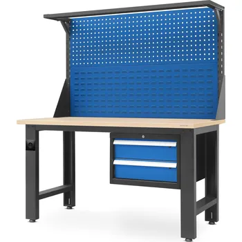 Dílenský stůl Nábytek PEGAS Velký dílenský stůl LOGAN, 1500 x 1700 x 750 mm, antracitově-modrý