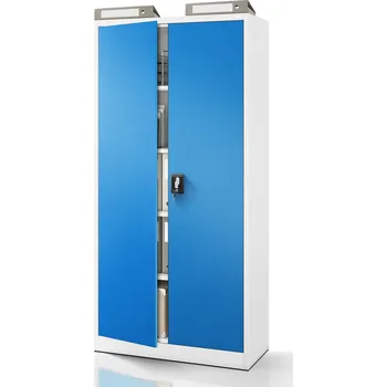 Policová skříň Nábytek PEGAS Kancelářská kovová skříň na dokumenty šedo-modrá: JAN H, 900 x 1950 x 400 mm