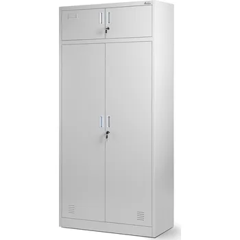 Šatní skříň Jan Nowak Plechová šatní skříň uzamykatelná s místem na oblečení BORYS, 900 x 1850 x 500 mm, šedá