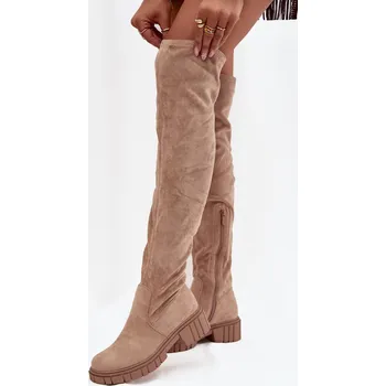 Dámské kozačky Dámské kozačky nad koleno S.Barski HY42-122 Barva: Béžová, Velikost: 40