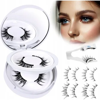 Umělé řasy UMĚLÉ MAGNETICKÉ ŘASY 3D DLOUHÉ UMĚLÉ ŘASY SADA 4 PÁRY + PINZETA ZRCÁTKO