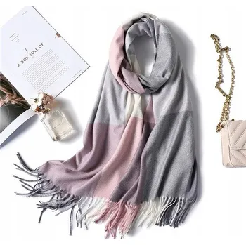 Šála Dámská kašmírová šála Růžová šedá bílá teplá klasická šála RŮZNÉ BARVY