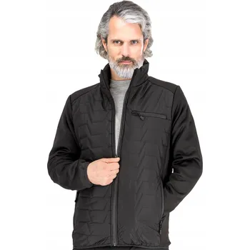 Pánská prošívaná zateplená bunda na zip s kapsami, černá, velikost 2XL