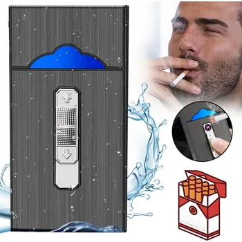 POUZDRO NA CIGARETY S ZAPALOVAČEM, DVOJITÝ OBLOUKOVÝ POUZDRO NA CIGARETY, ZAPALOVÁNÍ 2 V 1
