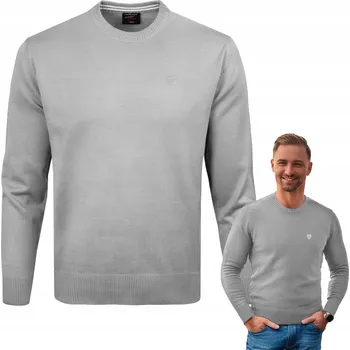 Dámský svetr Svetr Pako Jeans šedý vlněný s kulatý výstřihem, velikost XL