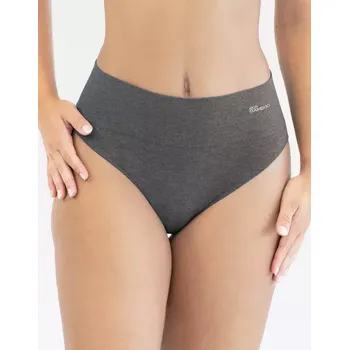 Kalhotky GINA dámské kalhotky klasické se širokým bokem, širší bok, bezešvé, jednobarevné Eco Bamboo 00039P šedá bílá L/XL