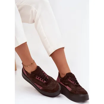 Dámské tenisky Dámské tenisky z pravé semiše na platformě Zazoo N1265S3 Barva: Béžová, Velikost: 38