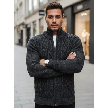 Pánský svetr Dstreet Módní vzorovaný grafitový pánský svetr