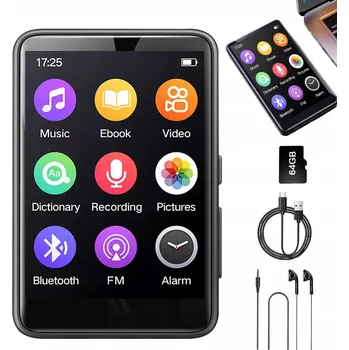 MP3 PŘEHRÁVAČ BLUETOOTH 64GB FM RÁDIO SLUCHÁTKA HIFI PŘENOSNÉ MENU PL