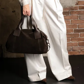 Kabelka MORANTI kabelka z pravé přírodní semišové kůže - bezbarvá