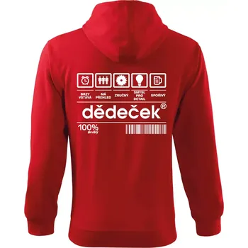 Pánská mikina Čárový kód dědeček - Mikina s kapucí na zip trendy zipper - M ( Červená )