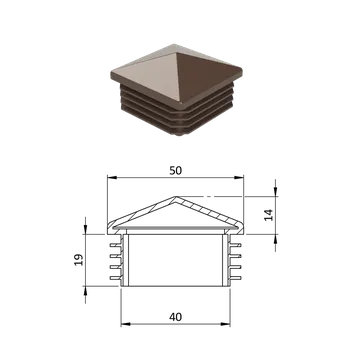 Příslušenství pro plot Krytka plastová se stříškou 50 x 50 mm, hnědá