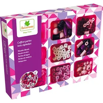 Dětské navlékací korálky Sada dřevěných korálků - abeceda