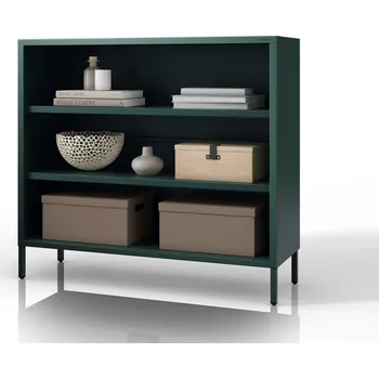 Policová skříň Nábytek PEGAS Nízký kovový regál lahvově zelený Moderní LUCA, 1000 x 900 x 350 mm