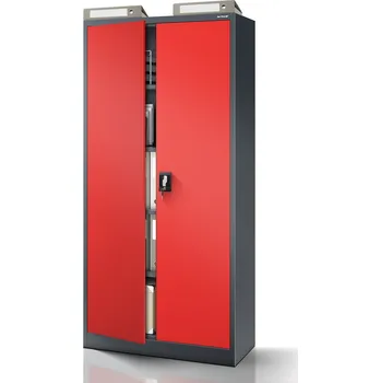 Nábytek PEGAS Kancelářská kovová skříň na dokumenty JAN, 900 x 1850 x 400 mm, antracitově-červená
