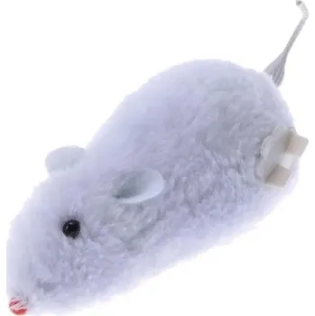 Hračka pro kočku Mechanická myš s pohybem na klíček | interaktivní hračka - Bílá