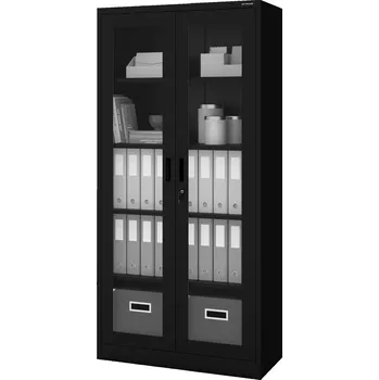 Šatní skříň Jan Nowak Skříň prosklená AMELIA 900 x 1850 x 400 mm, černá